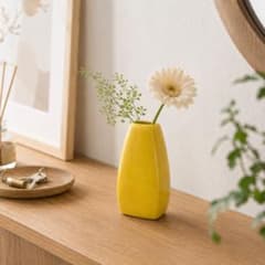 北欧風 イエロー 一輪挿し フラワーベース 陶器 花瓶 - メルカリ