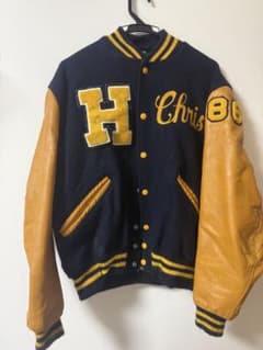 80s DeLong Varsity Jacket Navy/Oranのサムネイル
