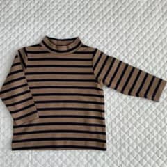 無印良品 ボーダー ハイネック Tシャツ カットソー 80