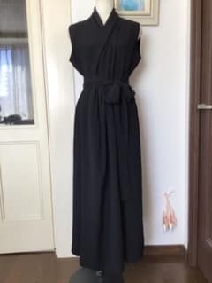 着物リメイク黒交差衿ノースリーブロングドレス - メルカリ