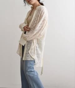 LHELBIE ジャガードバックリボンシャツ 大きいサイズ可のサムネイル