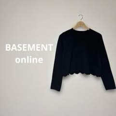 BASEMENT online 스칼랩 헴 긴팔 니트 블랙 F