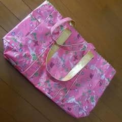 プロフ必読！！訳あり☆薔薇と蝶とリボン柄☆トートバッグ☆ピンクのサムネイル