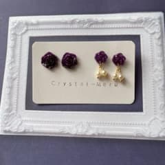 紫薔薇ピアス2セットのサムネイル