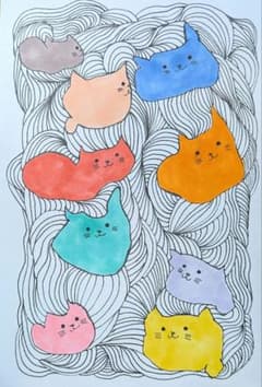 猫猫猫(10)。コピック。ペン画。精密画(2)。抽象画。手描きイラスト