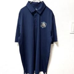 アンダーアーマー 刺繍 ポロシャツ 襟付き 半袖 M 紺 ポリエステル 運動