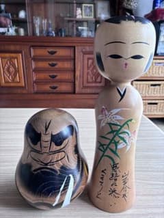 伝統こけし 2体セット 達磨 創作こけしのサムネイル