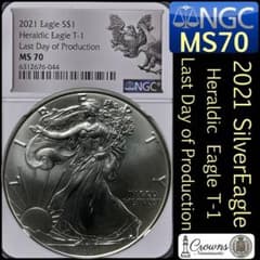 2021年 アメリカ シルバーイーグル 銀貨 NGC MS70 発行最日 - メルカリ