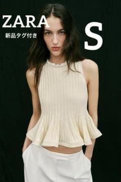 m*i様 ZARA　リブニットペプラムトップス S ZARA リブニットペプラムトップス Sサイズ - メルカリ