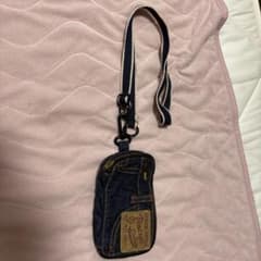 デニム素材 ストラップ付きポーチのサムネイル