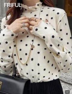 SHEIN 水玉模様 ハイネック長袖シャツのサムネイル