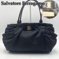 美品☆Salvatore Ferragamoフェラガモ 黒 トートバッグ☆178 - メルカリ