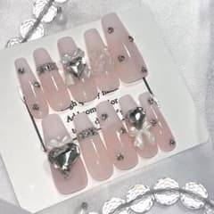 【サイズオーダー】ネイルチップ　量産型　フレンチガーリー　推し活　ホビ系　スナ系のサムネイル