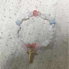 パワーストーンさざれブレスレット クロス付き 恋愛 結婚のサムネイル