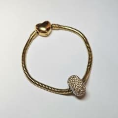SWAROVSKI パヴェチャーム ハートクラスプスネークチェーン 