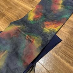【美品】名古屋帯 抽象柄 藍色系 染め帯のサムネイル