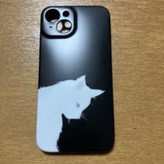 iPhone14用ケース 猫デザイン ブラックのサムネイル
