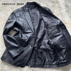 美品✨️CHRISTIAN MODE　ラムレザー　テーラードジャケット　LL　黒 美品】クリスチャンモード ラムレザー テーラードジャケット 2つ釦 黒