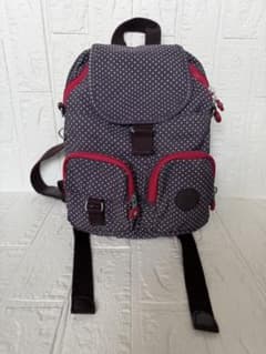 Kipling ドット柄リュック ダークパープルのサムネイル