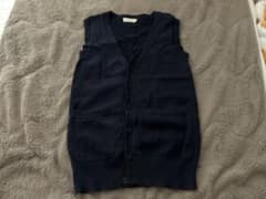 ネイビー ニットベスト M 制服ベストのサムネイル
