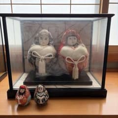 日本人形 夫婦人形 4体セット ガラスケース入り
