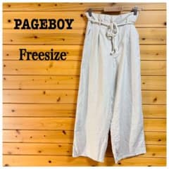 PAGEBOY 와이드 팬츠 마혼 허리 고무 로프 끈 베이지 F