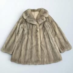 Mink Coat サファイアミンク リアルファー 毛皮コート グレー系 13号