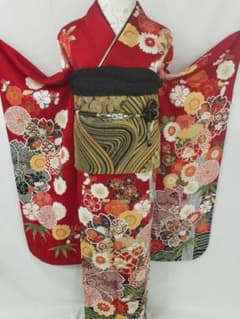 美品 正絹 京友禅振袖 3点セット トールサイズ 裄69cm 成人式 結婚式