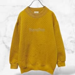 【Main Street】長袖モックネックトレーナー(L)春秋冬 刺繍 コットン