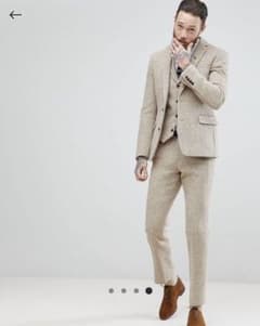ASOS ハリスツイードウール ベージュパンツのサムネイル