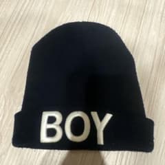 BOY 刺繍 ニット帽 ビーニー 紺のサムネイル