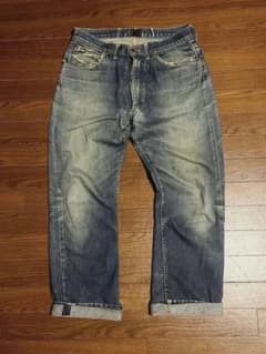 40s LEE ライダース センター赤タグ 33X30 ダメージデニム 古着両耳 