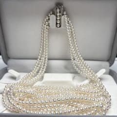 5連/テリ強】あこや真珠 5連 ロングネックレス 4.3mm ラウンド パール