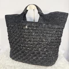 ヘレンカミンスキー　INAYA　A4可　カゴバッグ　編み込み　ラフィア　黒 ヘレンカミンスキー INAYA A4可 カゴバッグ 編み込み ラフィア 黒