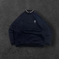 90s chaps Ralph Laurenハーフジップトレーナーロゴ刺繍短丈