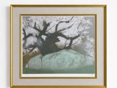 真作 荒井孝 石割桜セリグラフ AP 直筆サイン日本美術院特待 師:平山