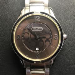 【希少品・美品】COACH コーチ クォーツ腕時計 ブラウン文字盤 日付機能付き