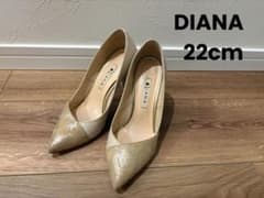 DIANA パンプス ベージュ ゴールド 22cm ヒール8cm