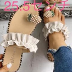 新品　未使用　パイナップルフラットサンダル　レディース　25.5㎝のサムネイル