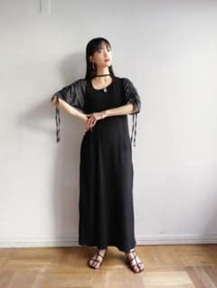 marte sahara Gather Sleeve Choker Dress