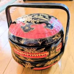 アンティーク ニョニャバスケット プラナカン 漆塗り 竹籠 骨董品 アンティーク ニョニャバスケット プラナカン 漆塗り 竹籠 骨董品