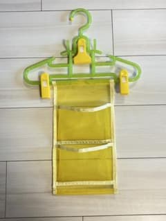 ハンガー付き メッシュポケット 収納　朝の準備　保育園　幼稚園　制服＆小物掛け