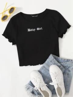 SHEIN 文字刺繍 レタストリム ティーのサムネイル