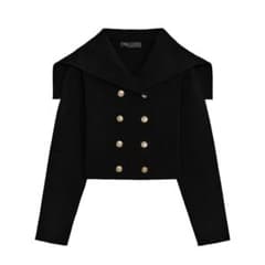 ZARA セーラーカラー ニットカーディガン ブラック ダブルジャケットのサムネイル