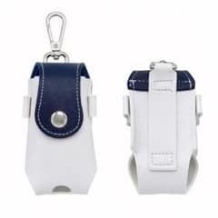 Luxurious PU leather golf ball case, holds two balls, includes carabiner and belt attachment