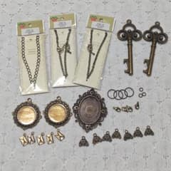 Accessory parts, bundled, antique gold.