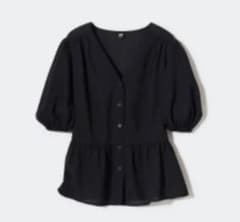 UNIQLO ブラック ペプラムトップス XLのサムネイル
