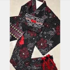 【NEW】美品♡ 黒に赤の絞り柄の花 かっこいい浴衣 m85348015459_1.jpg?1784448960