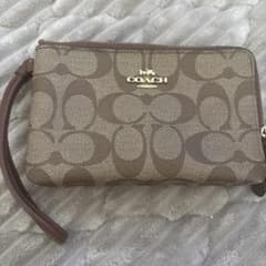 美品 COACH コーチ シグネチャー ポーチ ブラウン - メルカリ