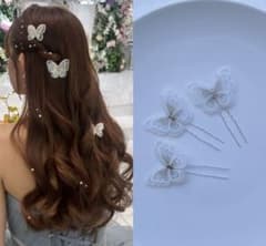 蝶デザインのヘアピン 3個セット＋パールシートのサムネイル